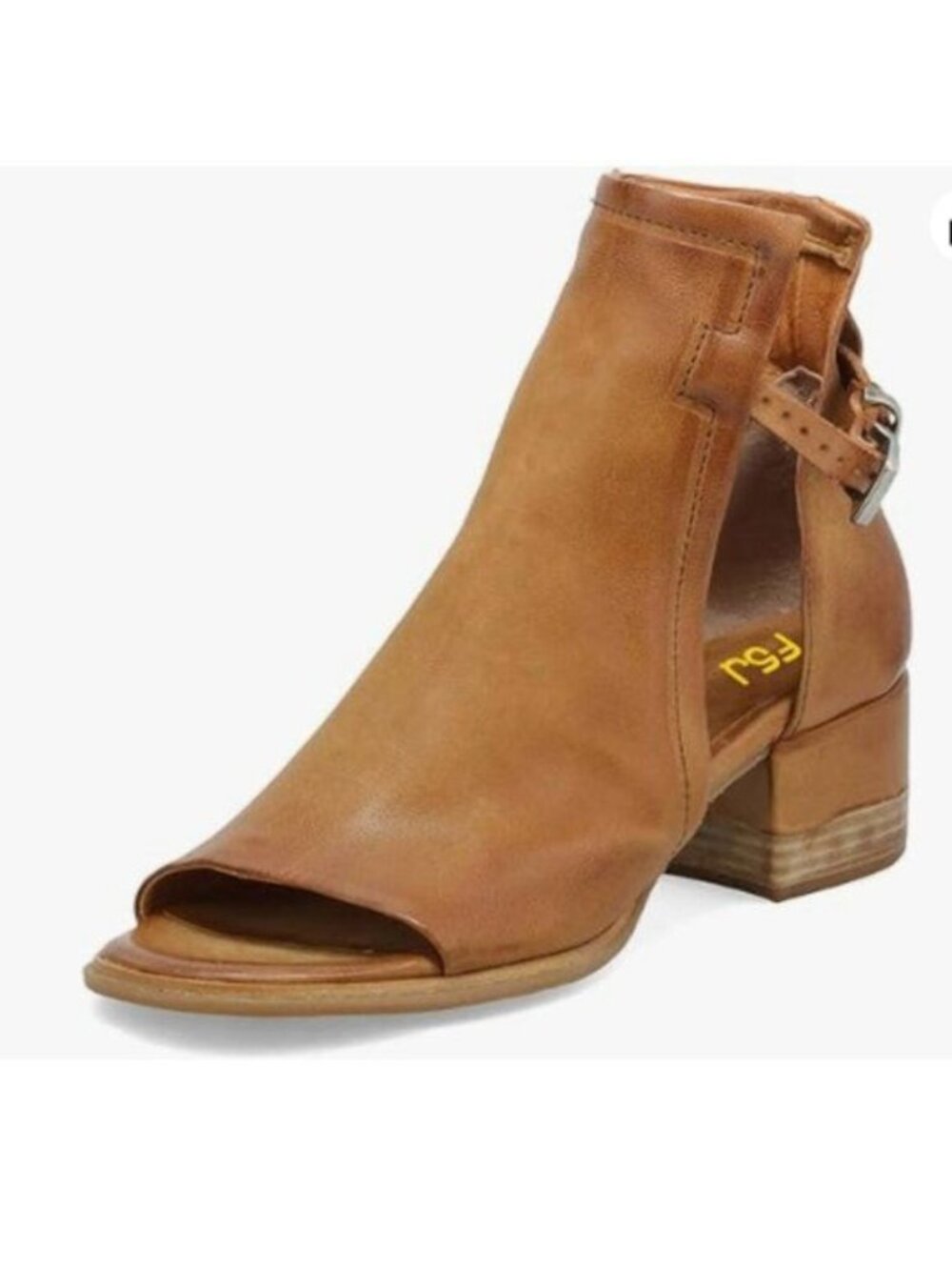 FSJ Women Peep Open Toe Sandal Boot Cut Out Buckle Ankle Bootie Low Heeled Brown
